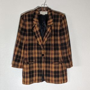 VTG Vintage Jones New York 90s Brown Plaid Blazer